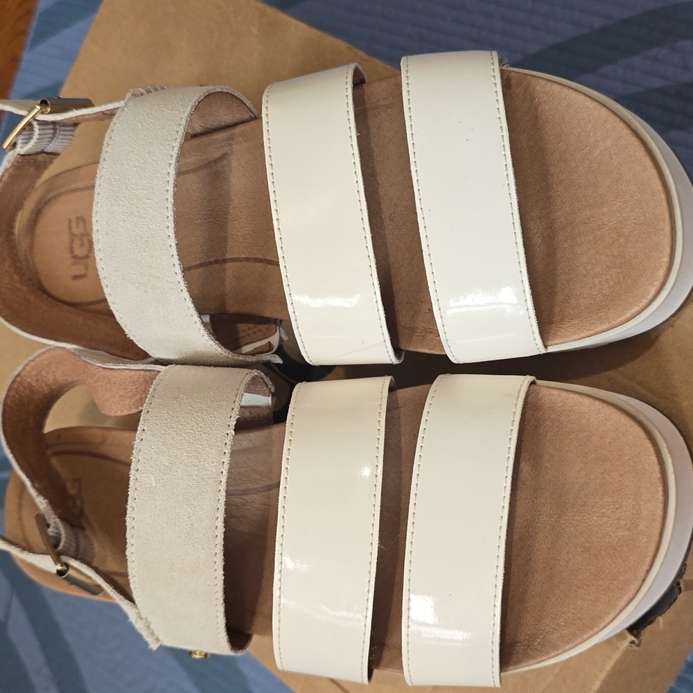 UGG Cream and Tan Sandals Minimalist Design - Picture 5 of 5